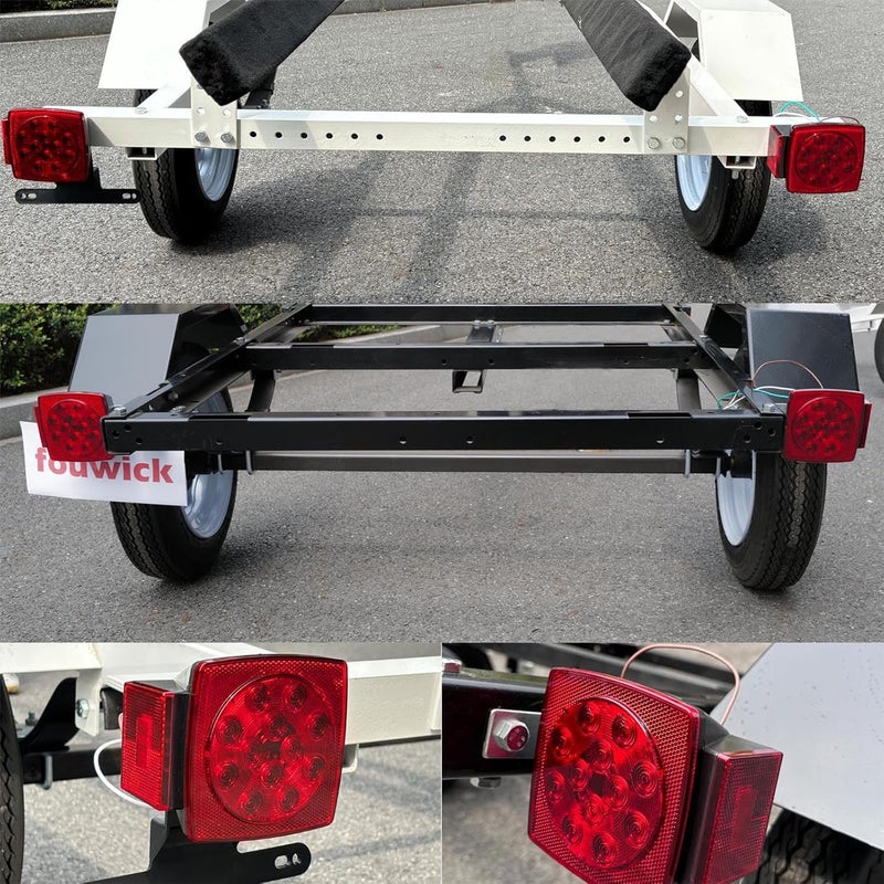 fouwick LED Red Tail Trailer Light kit, Wiring Harness 12V Waterproof Submersible Side Marker Stop Brake Turn Signal Reverse For Bus Lorry Camper Boat Truck RV Pickup Golf Cart Motorcycle(Light kit) - Image 3